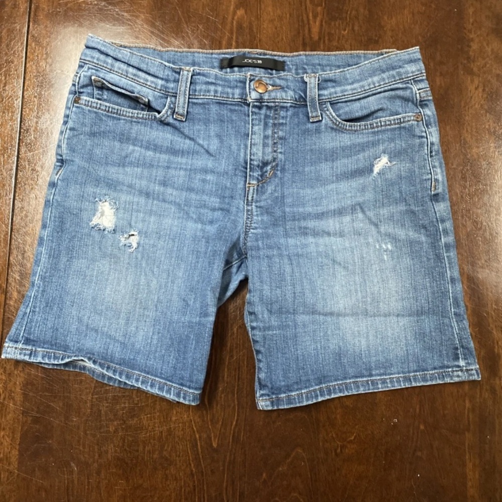 Joes Jeans Size W29 Blue Denim Jean Shorts Distressed Medium Wash Stretchy Boho